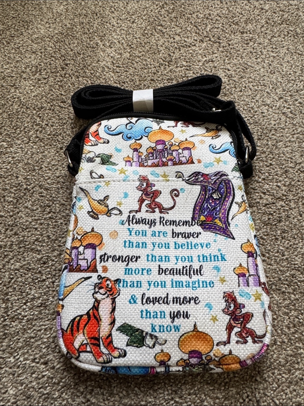 Aladdin Crossbody Bag in White with Multicolor Print